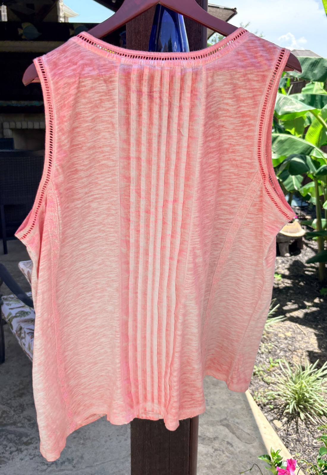 NWT Soft Surroundings Tank 2X Coral Cotton Resort Beach Vacation Summer SEU73