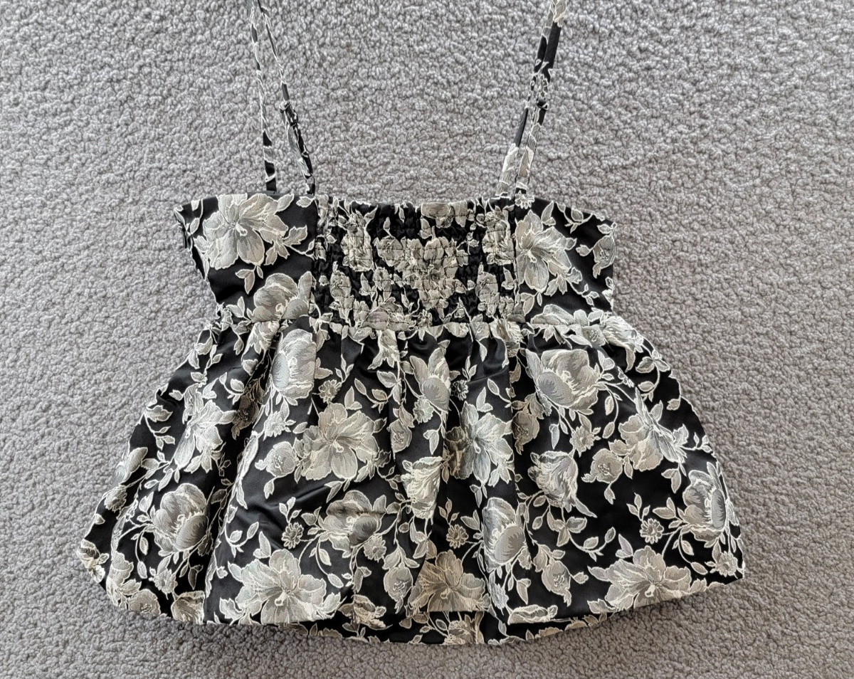 Steve Madden Bodi Floral Brocade Peplum Top Women’s S Black/White Zip Closure
