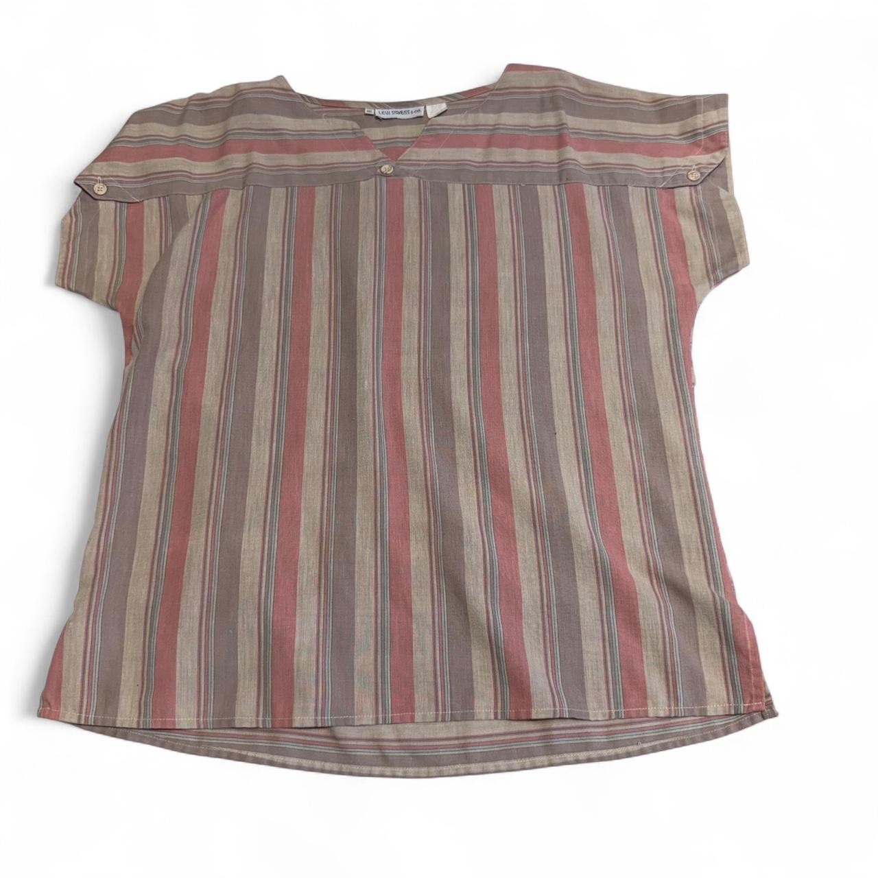 Vintage 70’s Levi Strauss & Co Pastel Striped Blouse Top Women’s 16 Western Boho