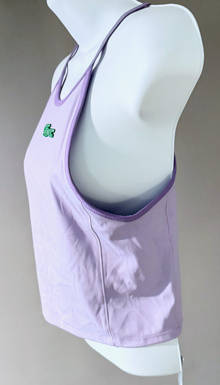 Lacoste x Bandier Women’s Halter Tank Top, Color – Lilac, Size M, Slim Fit, NWT