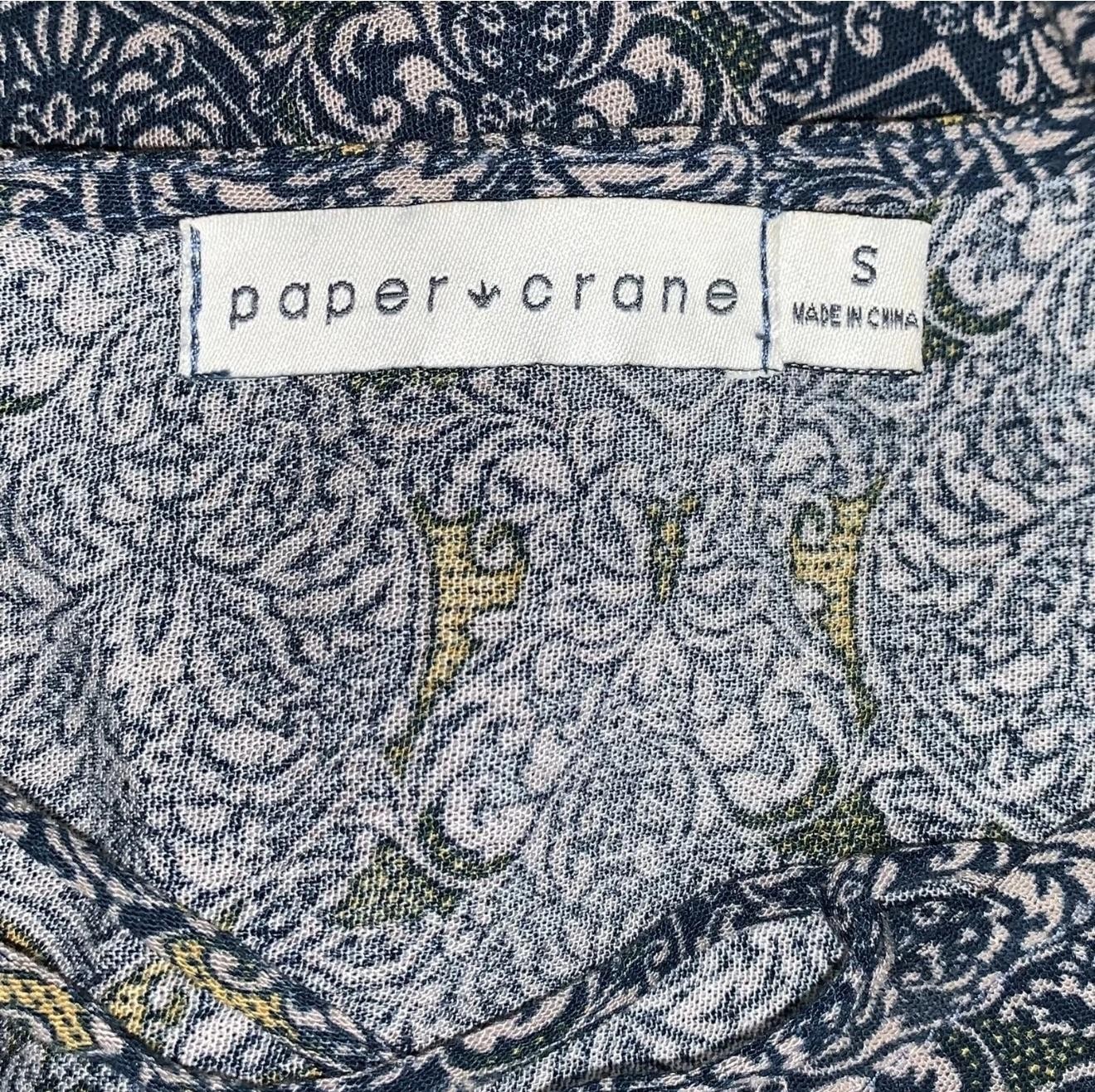 Anthropologie Paper Crane Top Womens S Blue Multicolor Boho Floral Casual Shirt