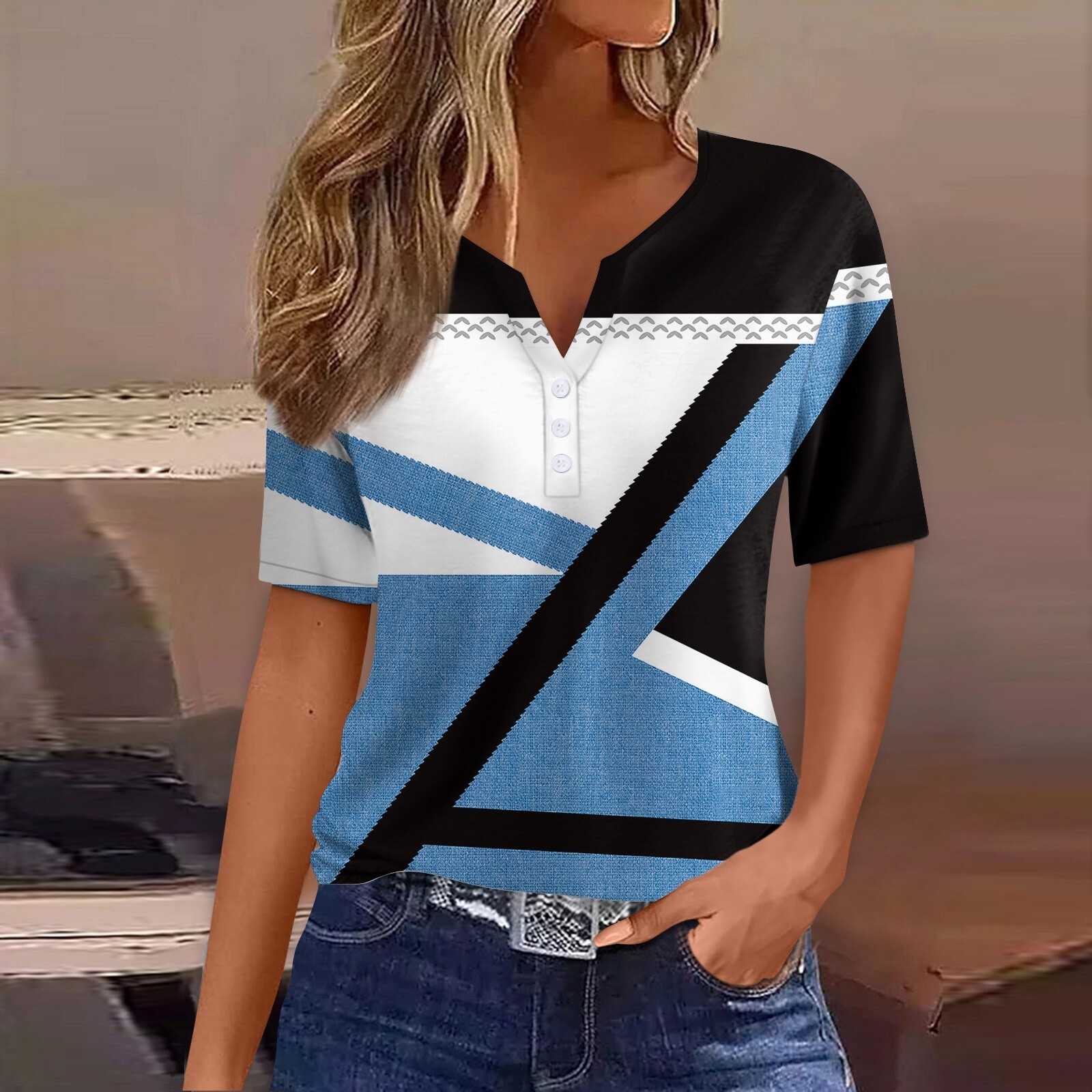Womens Summer Tops V Neck T Shirts Short Sleeve Basic Tops Loose Casual Tshirts