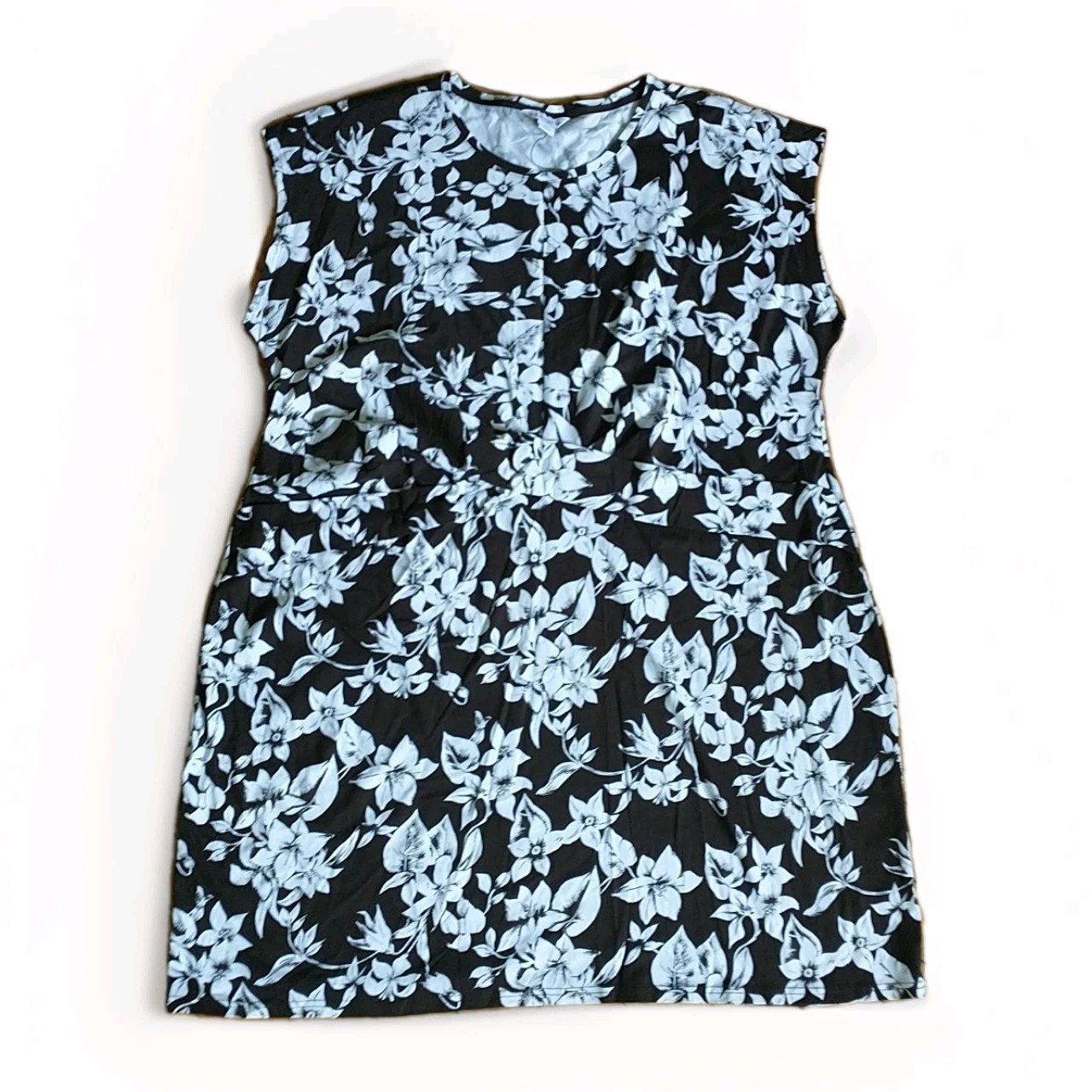LIZ CLAIBORNE Shift Dress 3x Brown white Floral Short Sleeve T Shirt Pencil