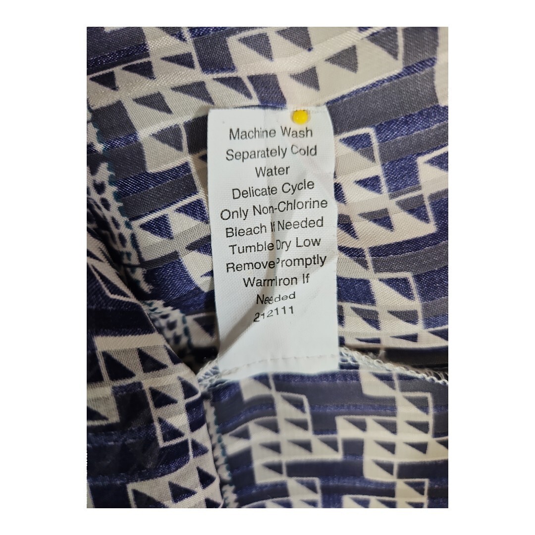 Cabi Manderin Colar Blue & Purple Short Sleeve Crinkle Blouse Size M