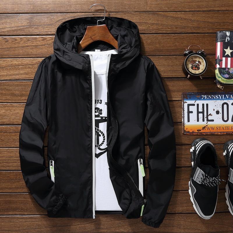 Men’s waterproof raincoat hooded breathable lightweight windbreaker jacket-