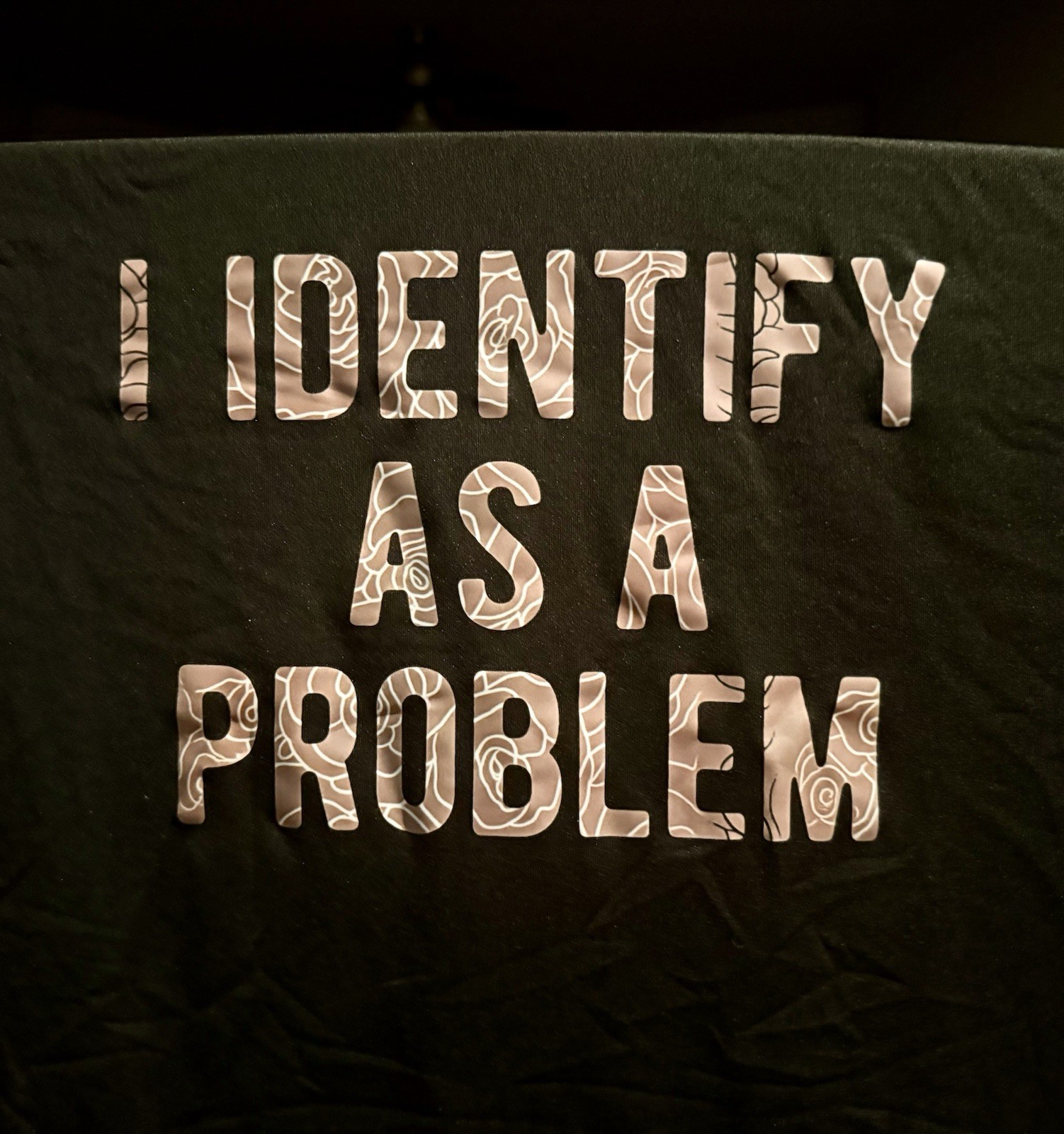 Women’s 3XL Black V-Neck Graphic T-Shirt “I Identify As A Problem” NWOT