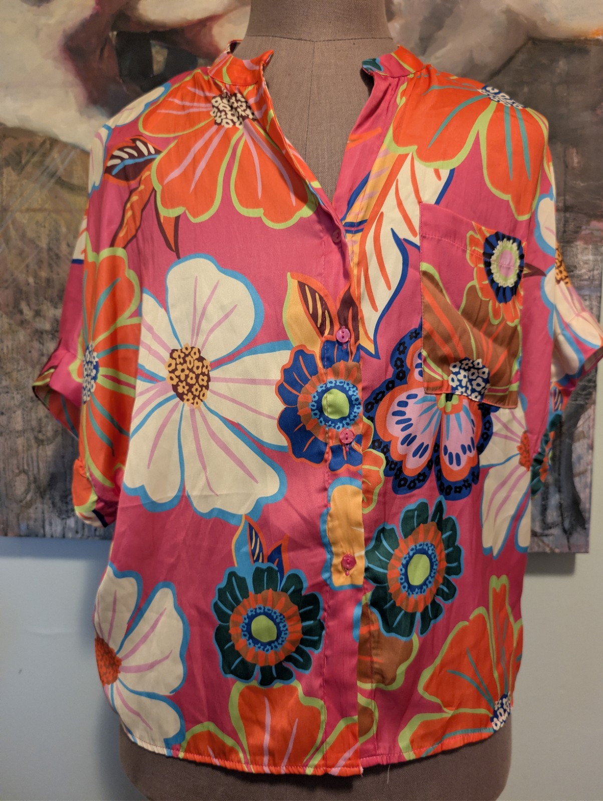 Industry Brand Multicolor Floral Summer Blouse New With Tags Size XL