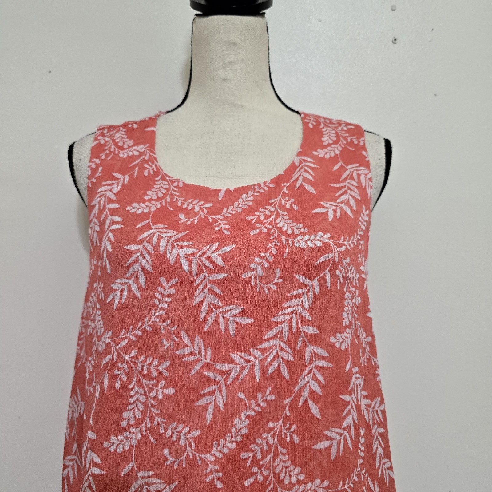 CRISTINA B size Small Sleeveless Botanical Floral Tunic Tiered Coral