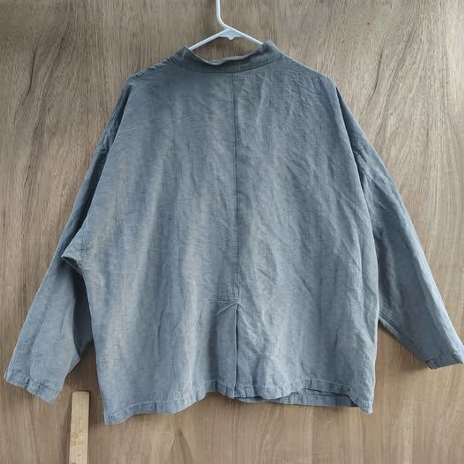Eileen Fisher Woman 2X Silk Linen Mandarin Collar oversized Shirt