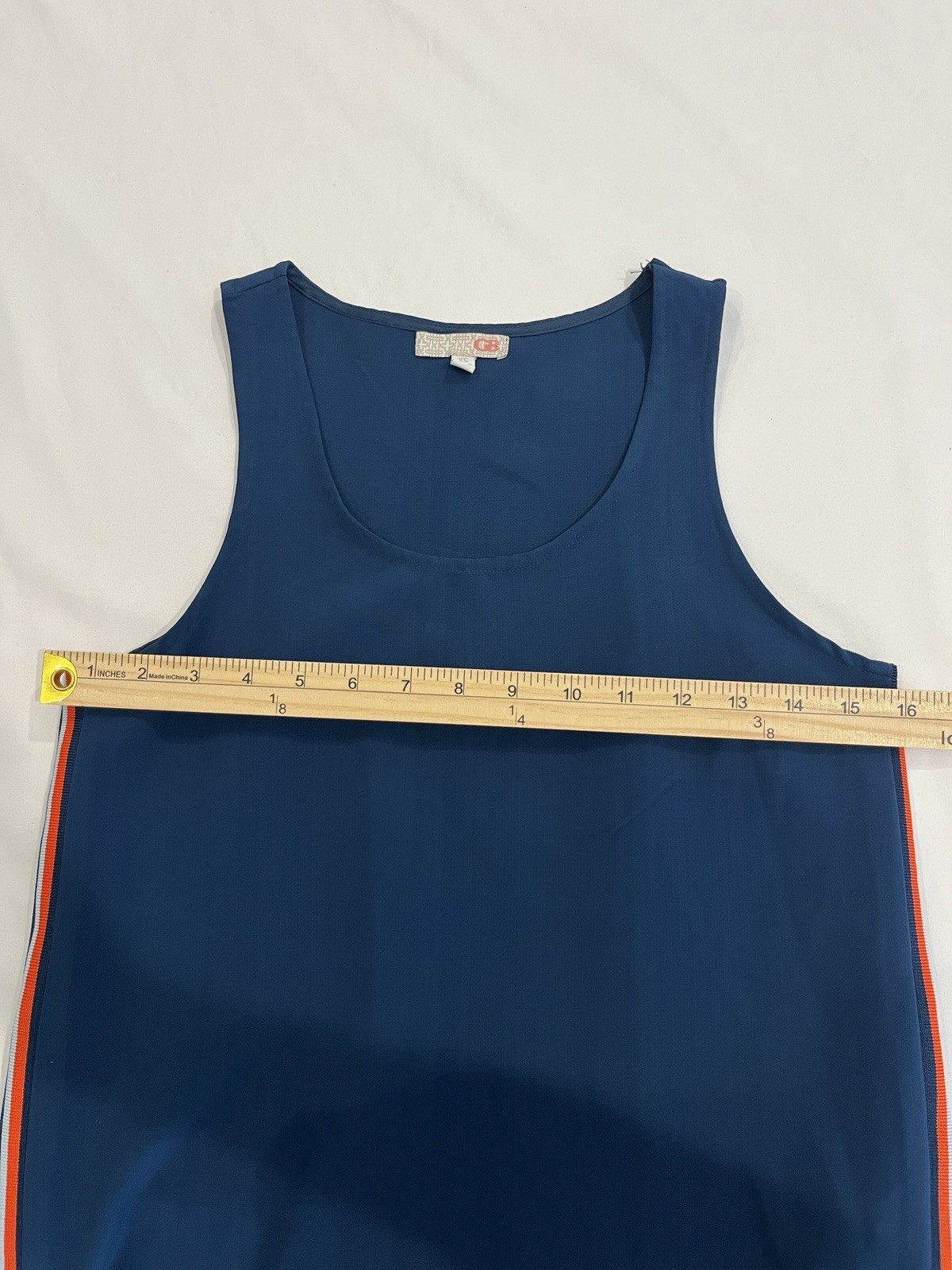 Gianni Bini Navy sleeveless tank red white XS orange piping along the side seams