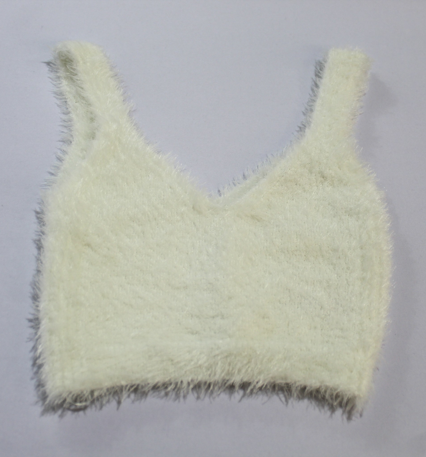 Miss Selfridge Women’s V-Neck Eyelash Knit Bralet Top DM9 White Size US:4-6 NWT