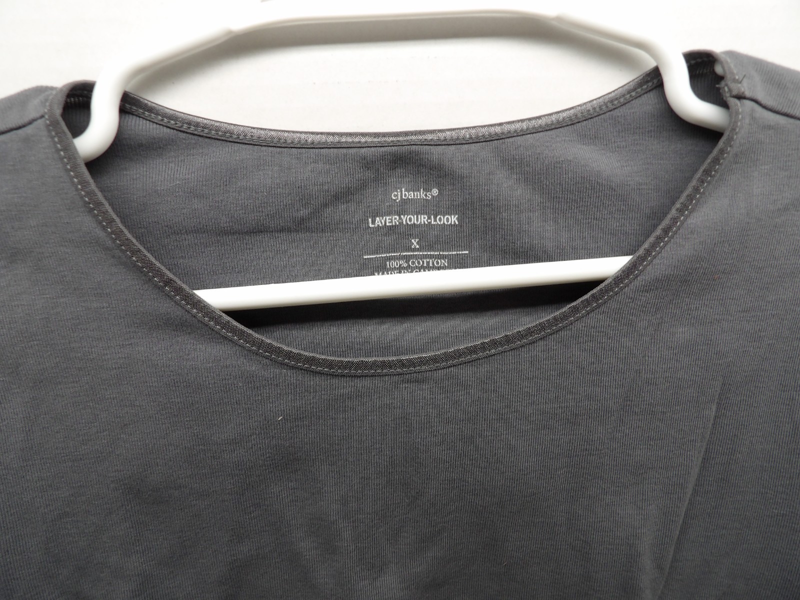 CJ Banks Solid Dark Gray Round Neck LS Layer your look Tee Women’s Size X