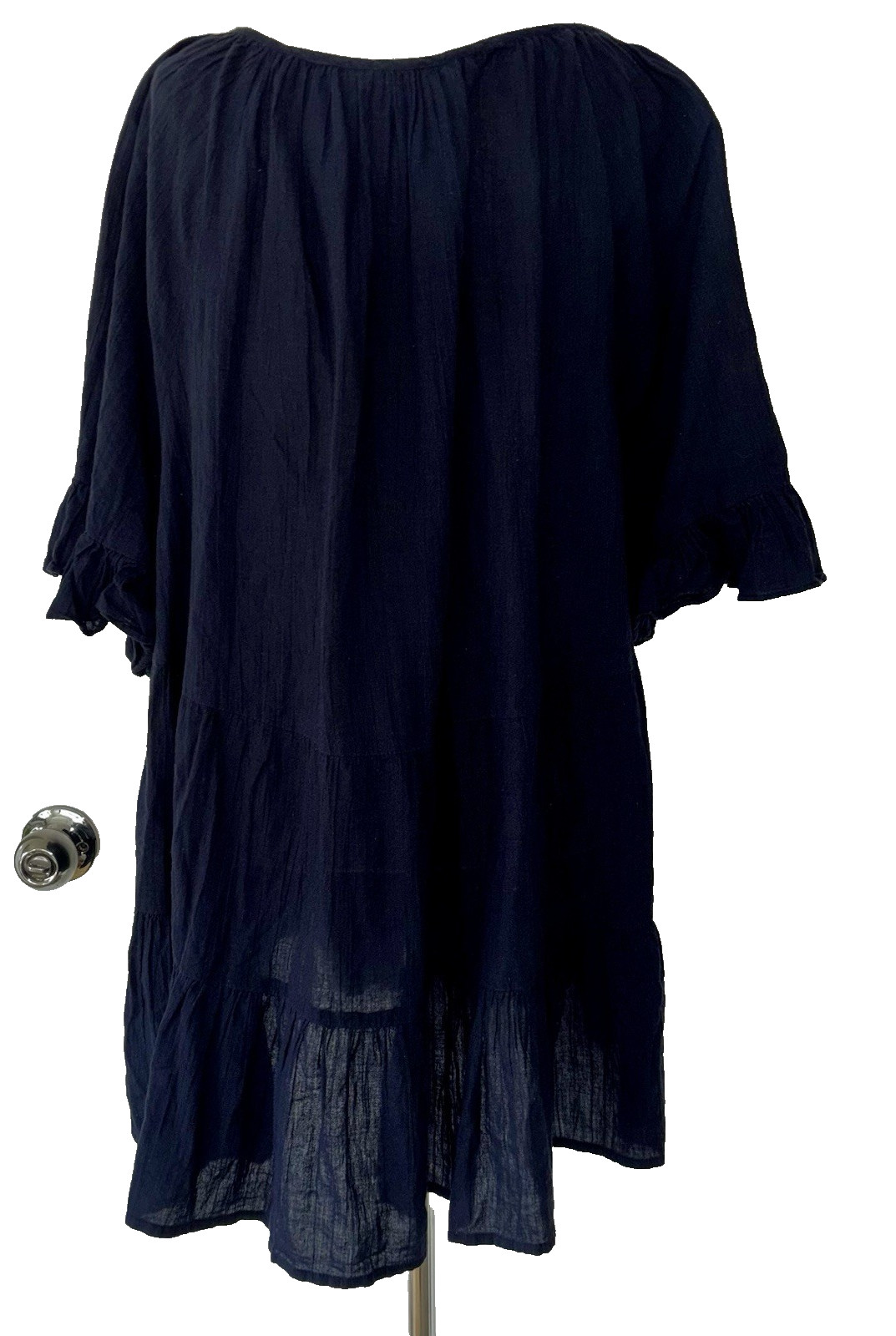 Virtuelle Floaty Navy Blue Top Size 22 cheesecloth plus flutter sleeve