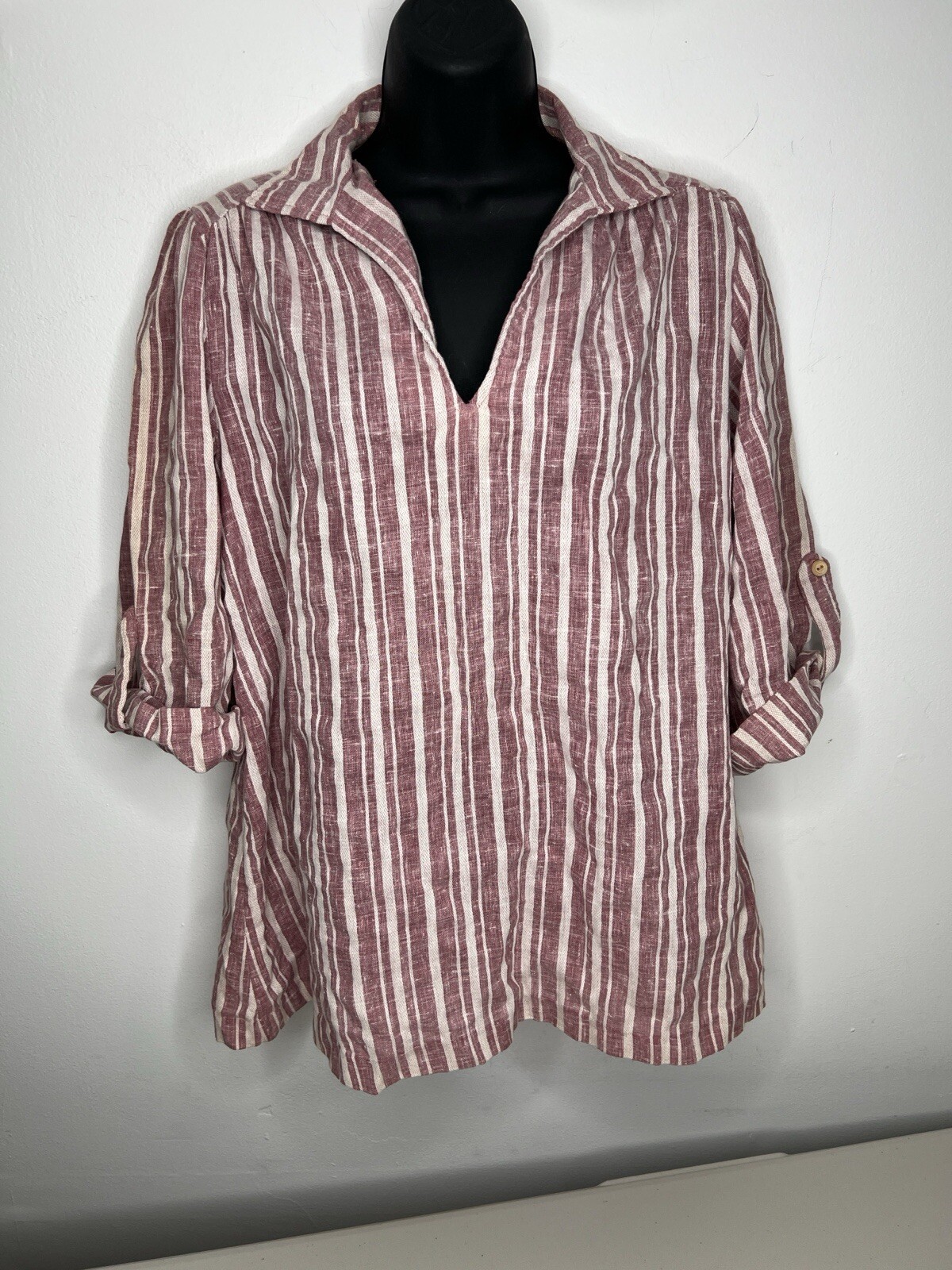Vintage Mister Marty Of California Top Women 70s Red White Stripes Size Medium