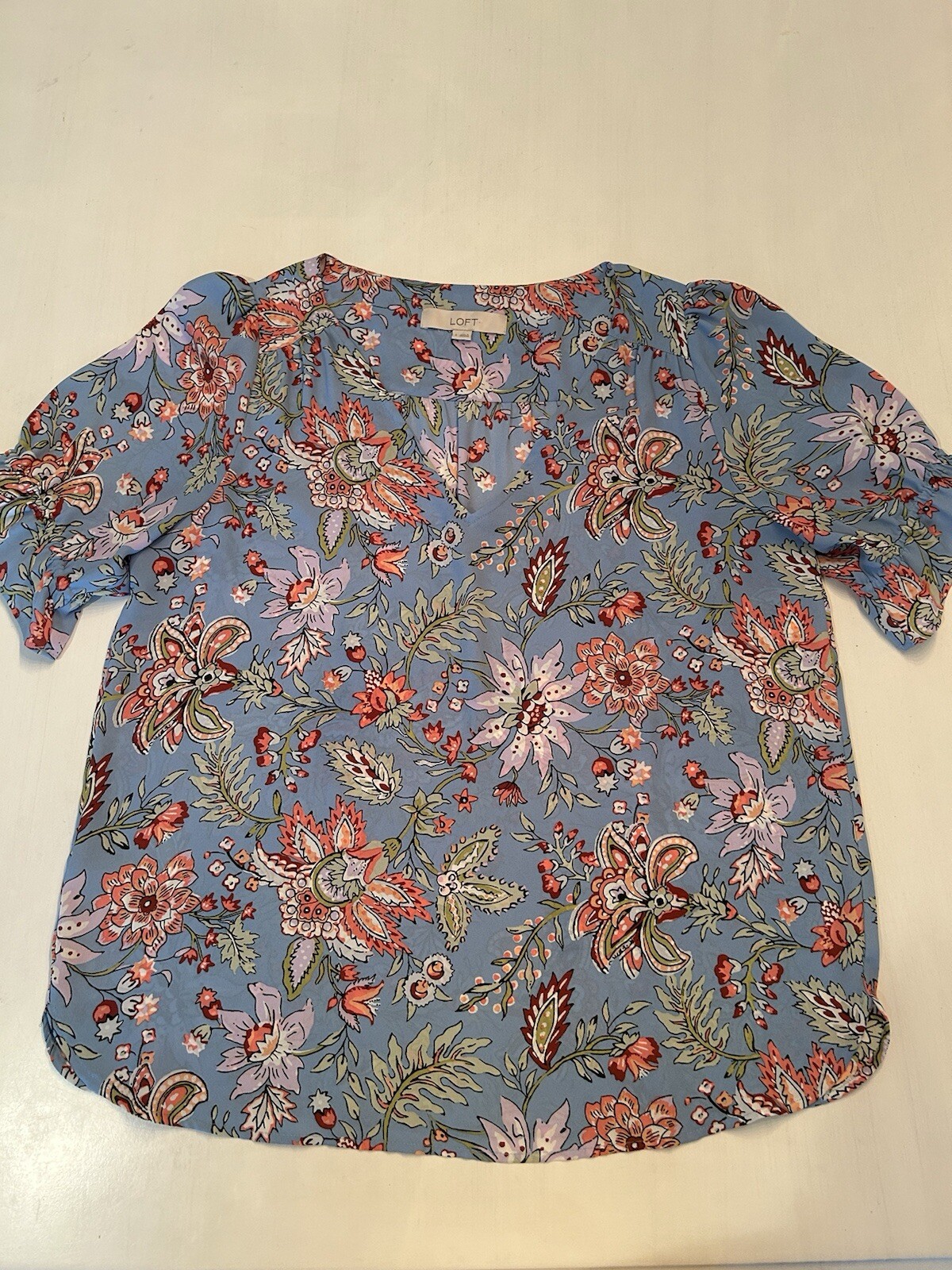 Light Blue Floral Blouse Smoke Free