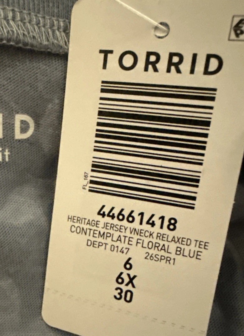 TORRID TEE SHIRT SHORT SLEEVE COTTON T SHIRT TOP 6 6X 6XL 30 NEW