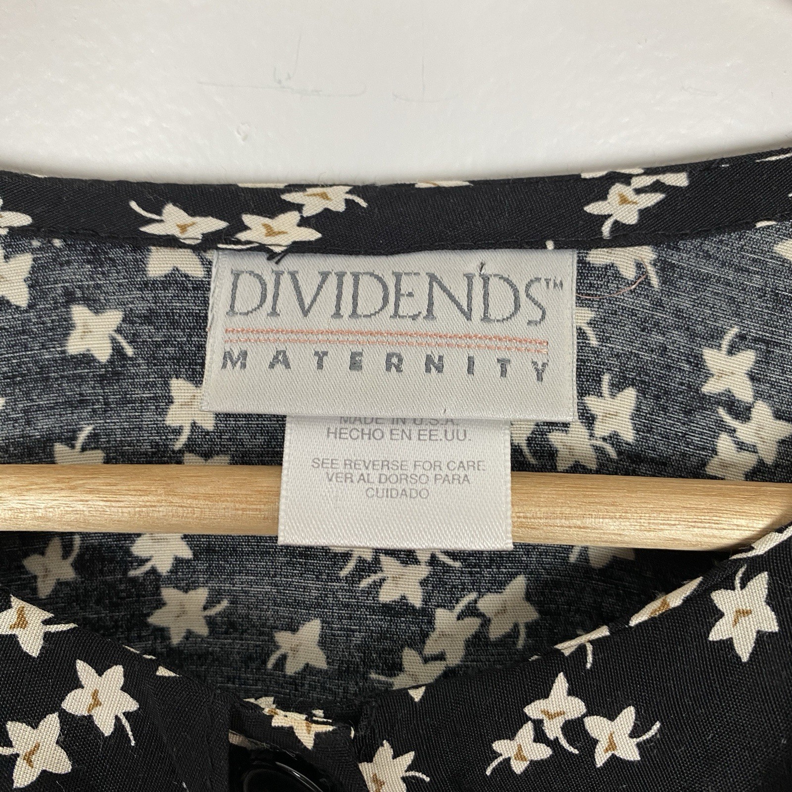 Vintage Dividends Maternity Top Women’s Size 8 Floral 90s Tunic Button Up Ruffle