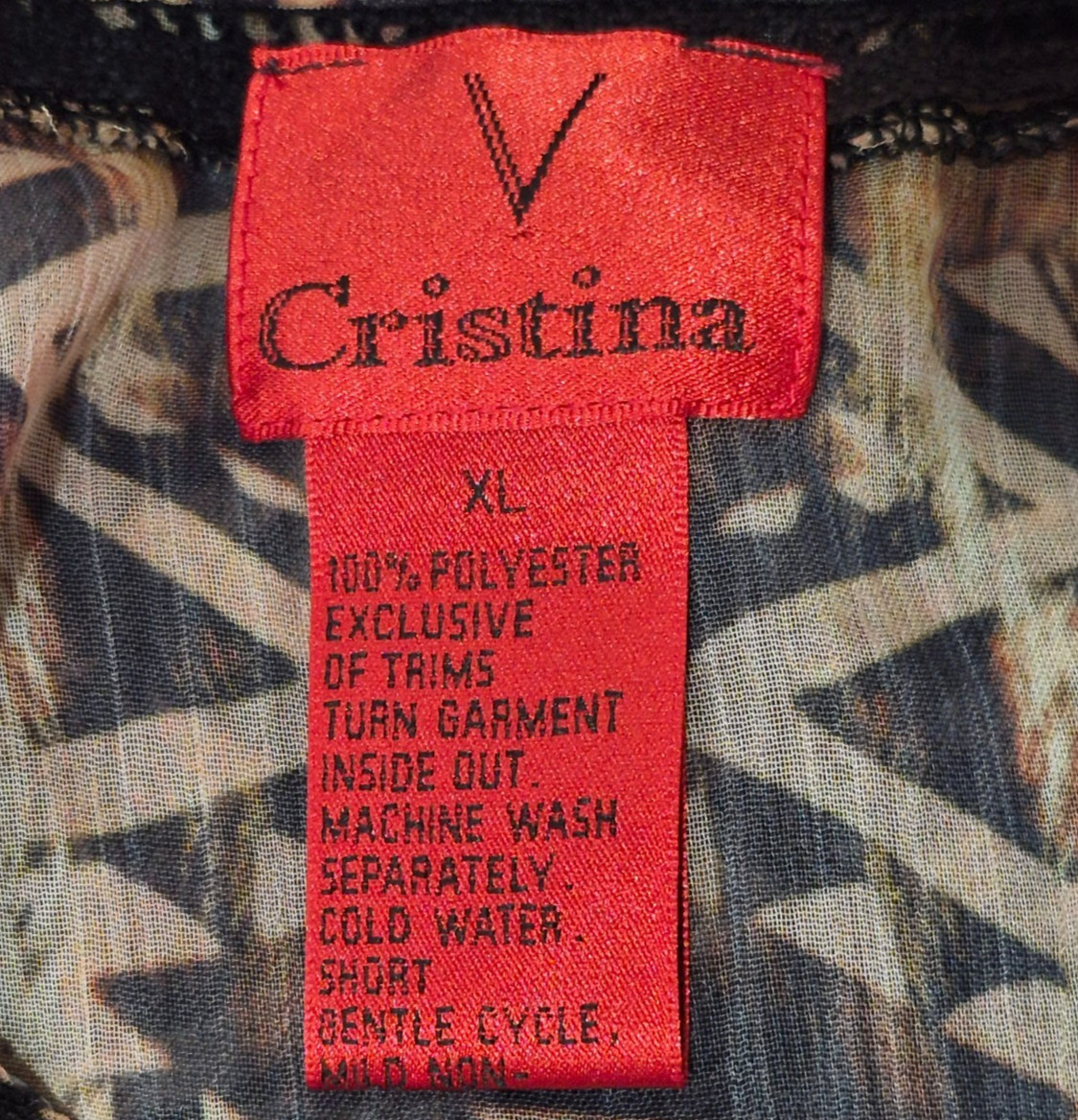 V Cristina Women’s XL Bohemian Leopard and Rust Print with Beaded Neck