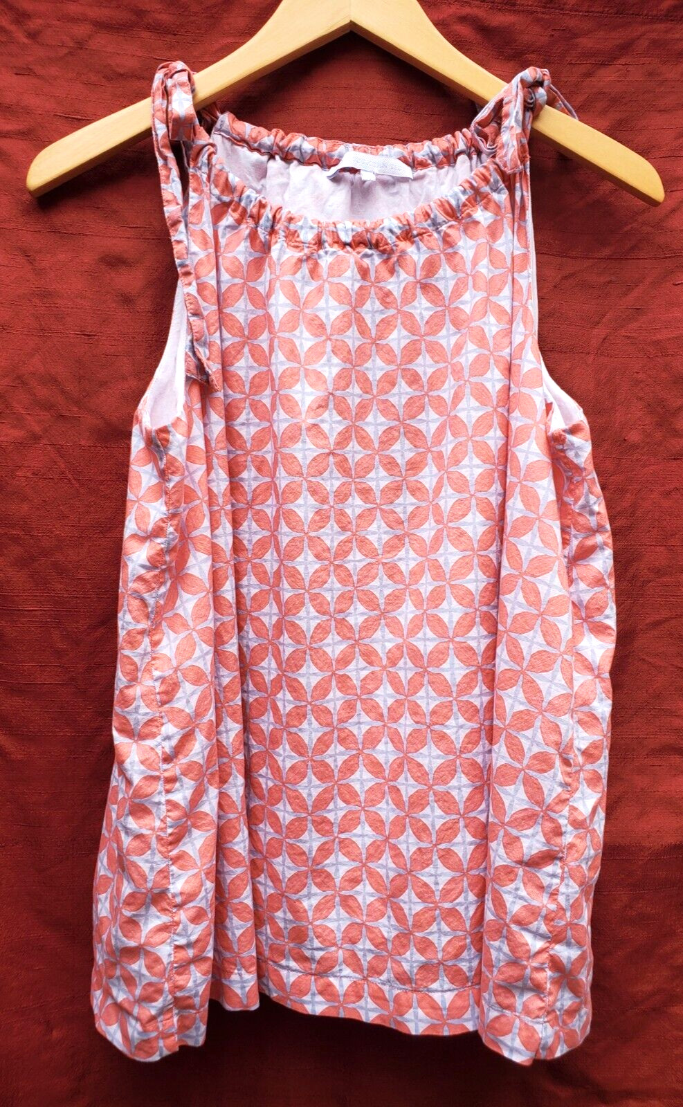SOUTHERN TIDE large pink, gray, white FLORAL sleeveless SHIRT top blouse cotton