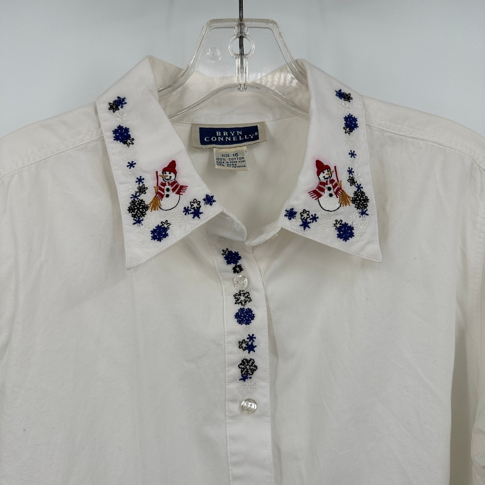 Womens Embroidered Christmas Top Size 16 Holiday Festive Snowman Cottagecore