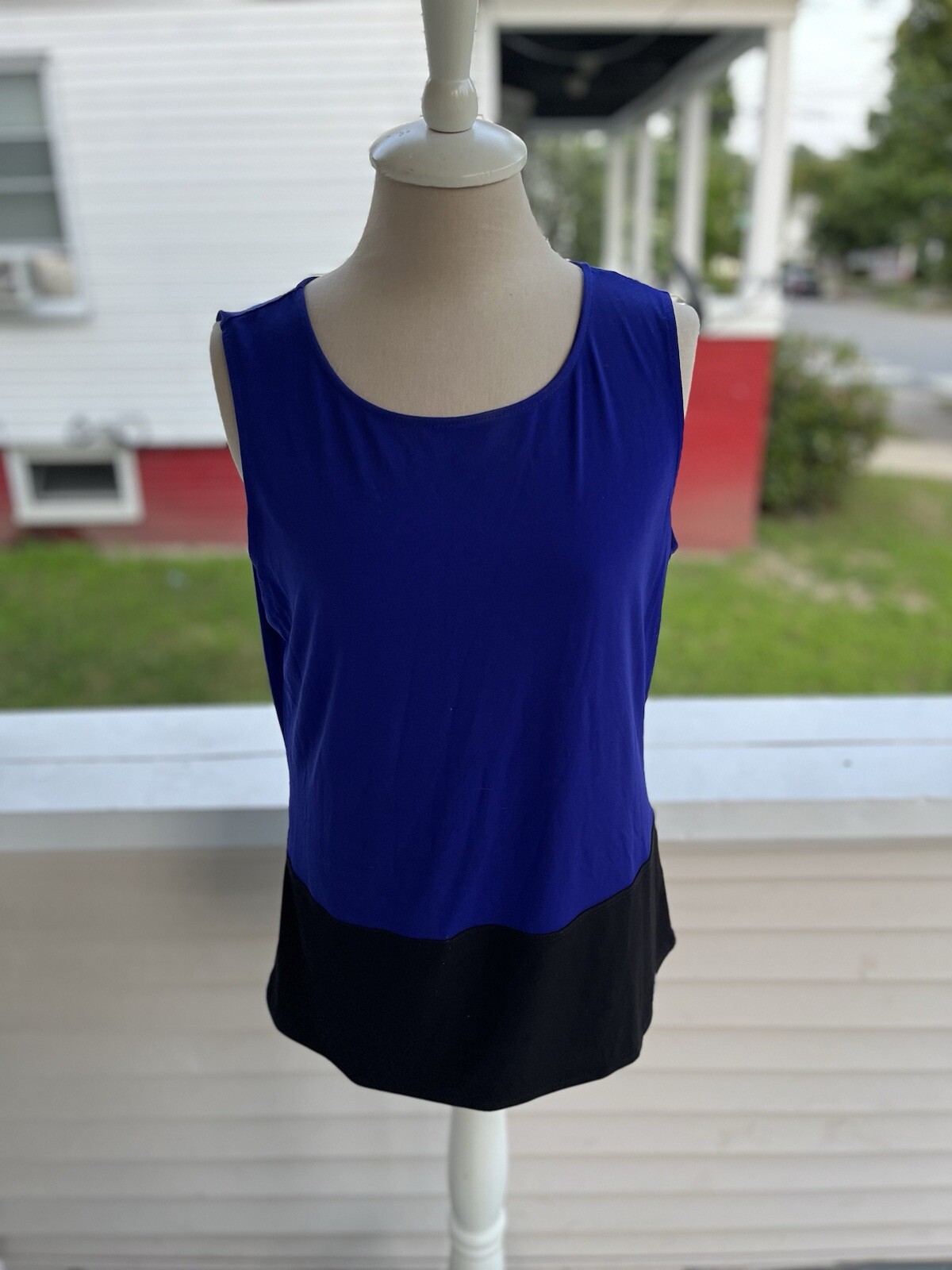 Calvin Klein Dressy Stretch Top M Purple Black Business Wear VGUC Fall Winter
