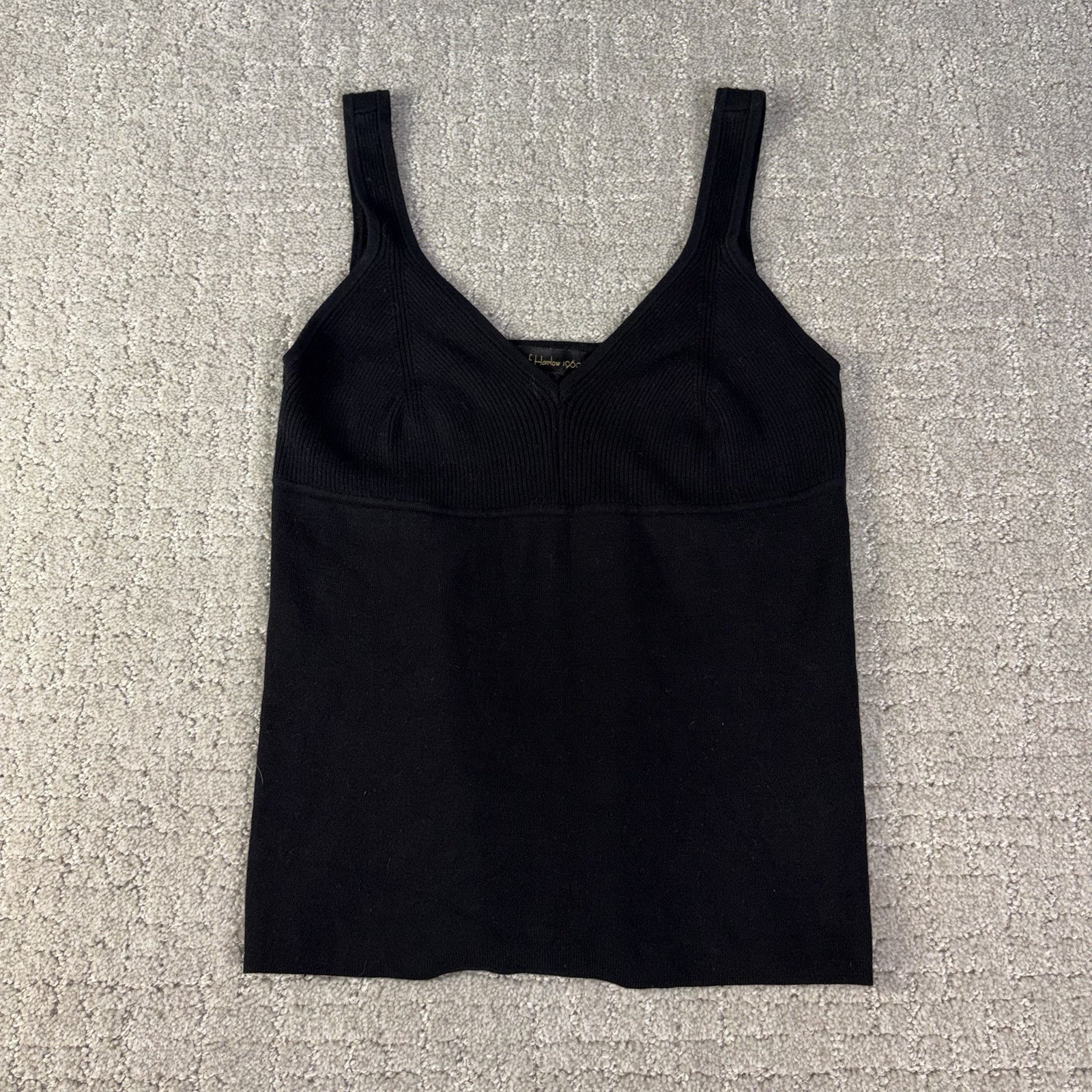House of Harlow 1960 Tank Top Womens S Black Ribbed Cross Back Minimalist Money