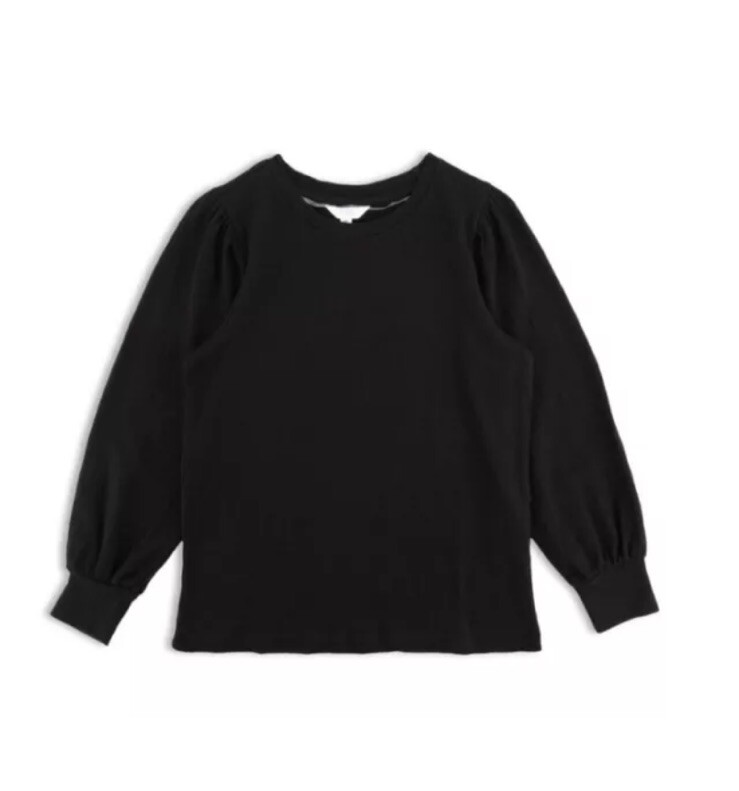 WOMENS’ LONG SLEEVE PUFF SLEEVE TOP SWEATER 100% COTTON Black Size XL 16-18 NWT