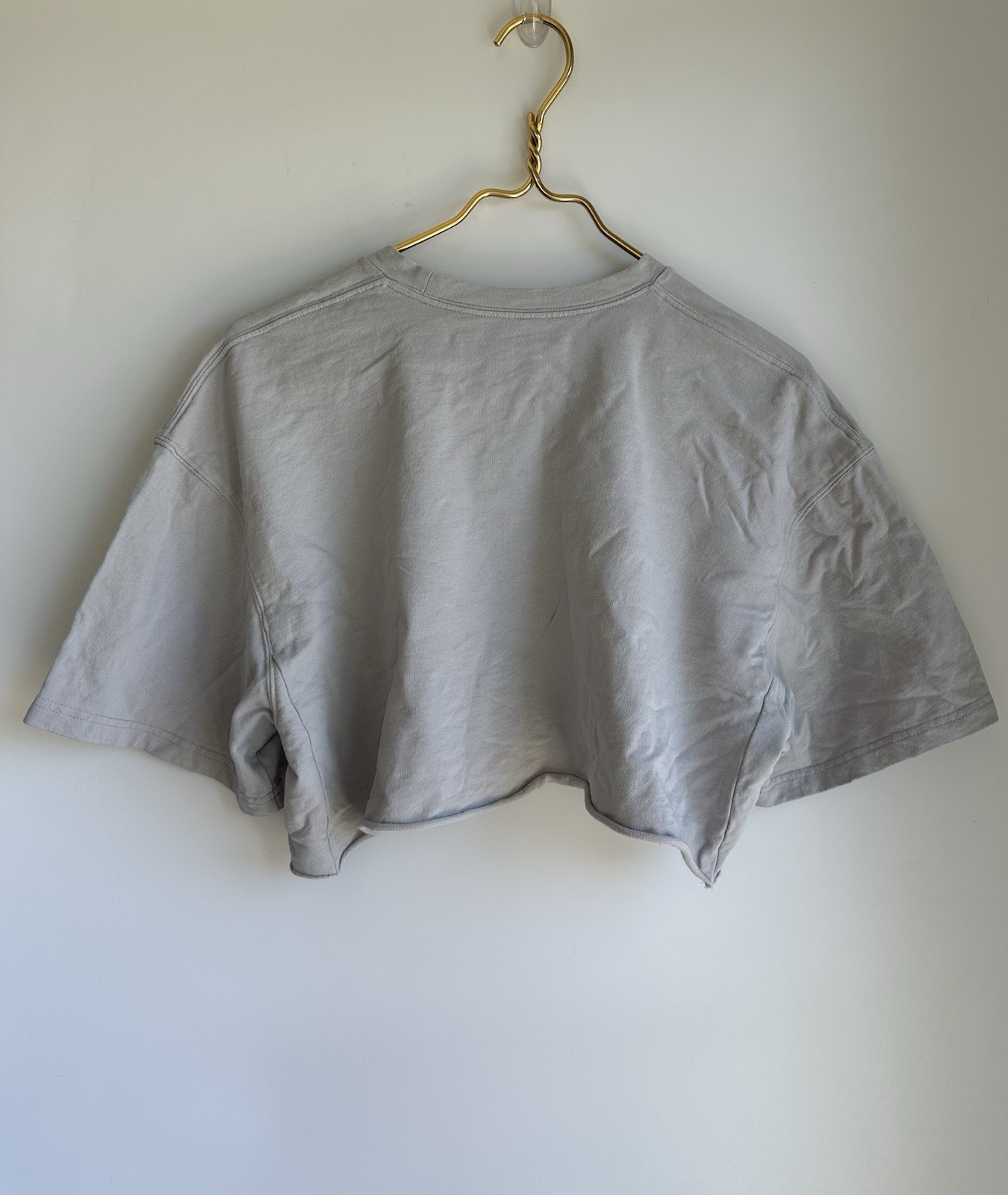 JNBY Senso Unico Cropped Short Sleeve Shirt Top Graphic Print Light Gray Small