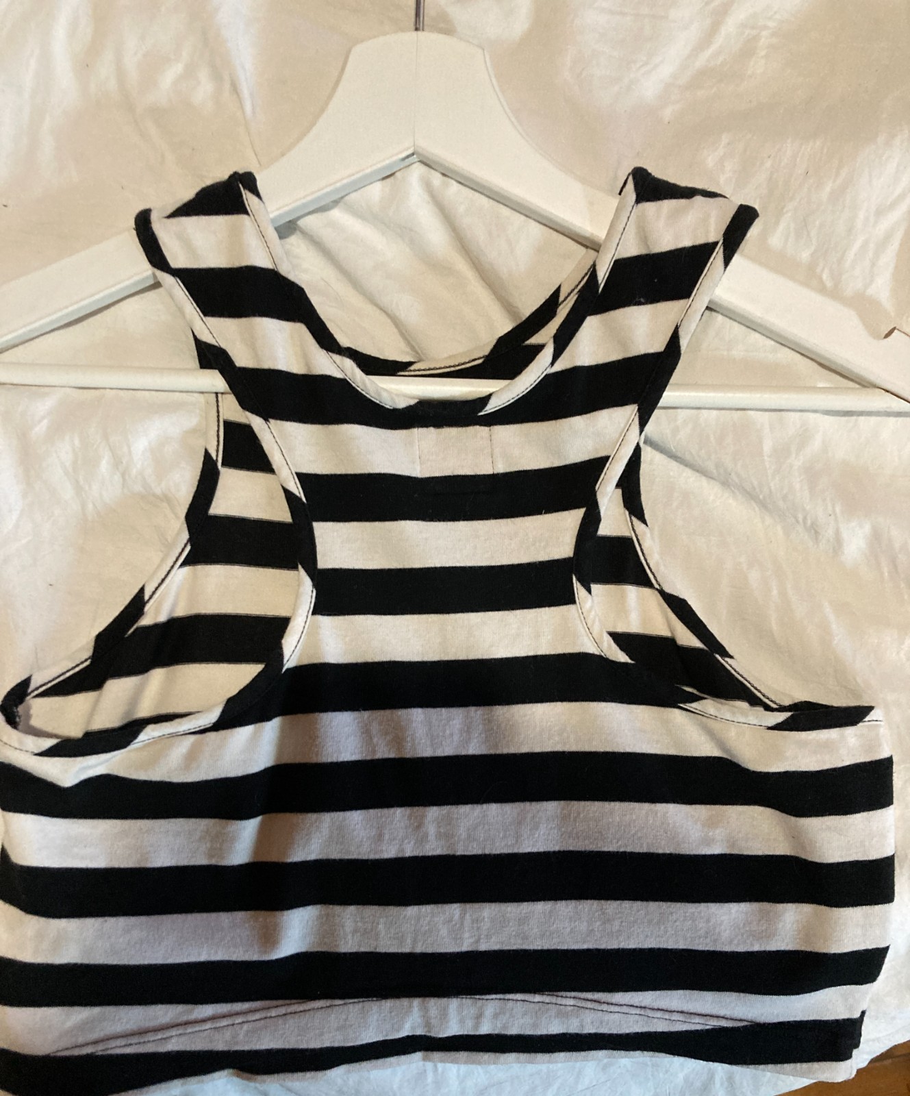 Vintage Miss Sixty Striped Racerback Crop Top Tank Black White Y2K 90s Grunge M