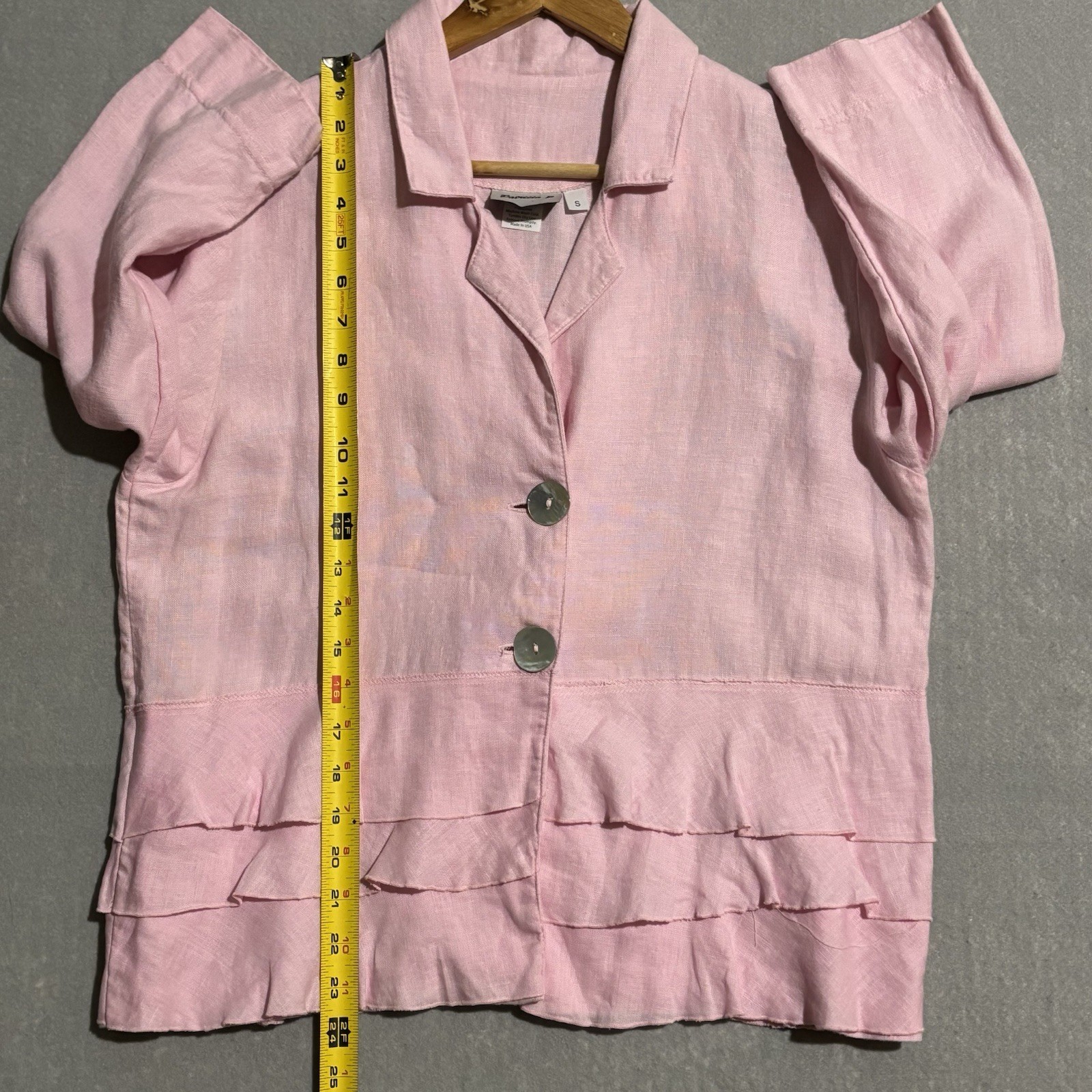 PATRICIA J Top Women S Pink 100% Linen Shacket Lagenlook Tiered Blouse Versatile