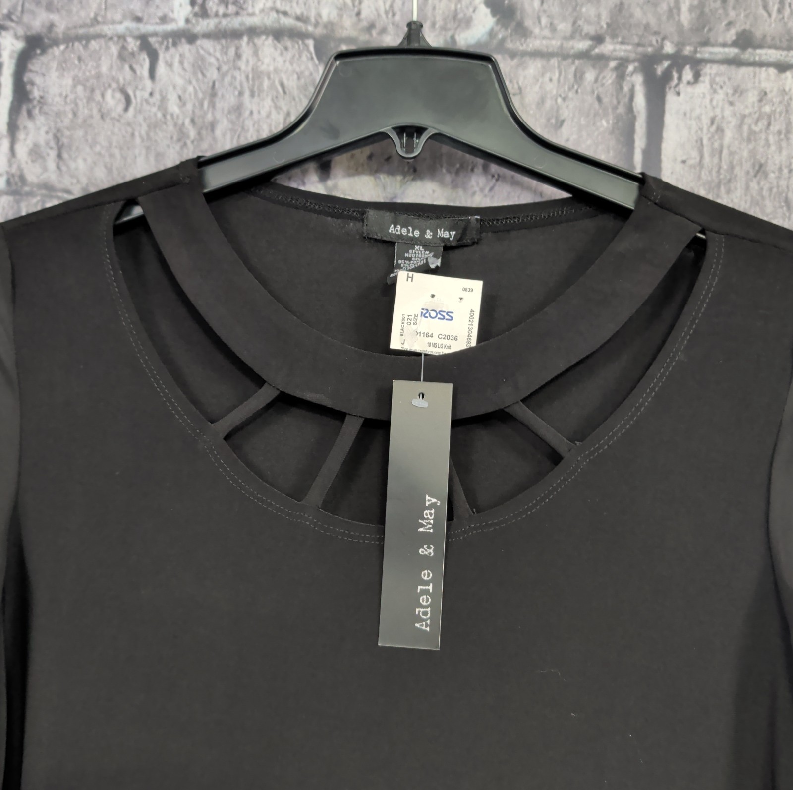 Adele & May Black Dressy Womens Blouse Formal Sheer Sleeved Top Size XL NWT!
