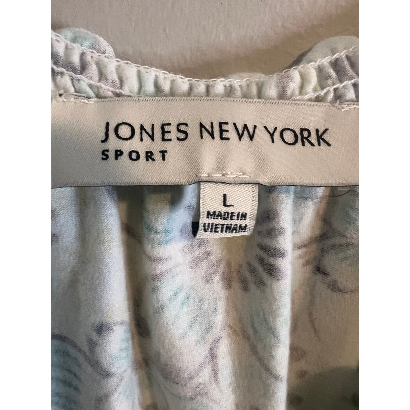 Jones New York Sport Womens Floral Ruffle Scoop Neck Tank Top Teal Yellow L