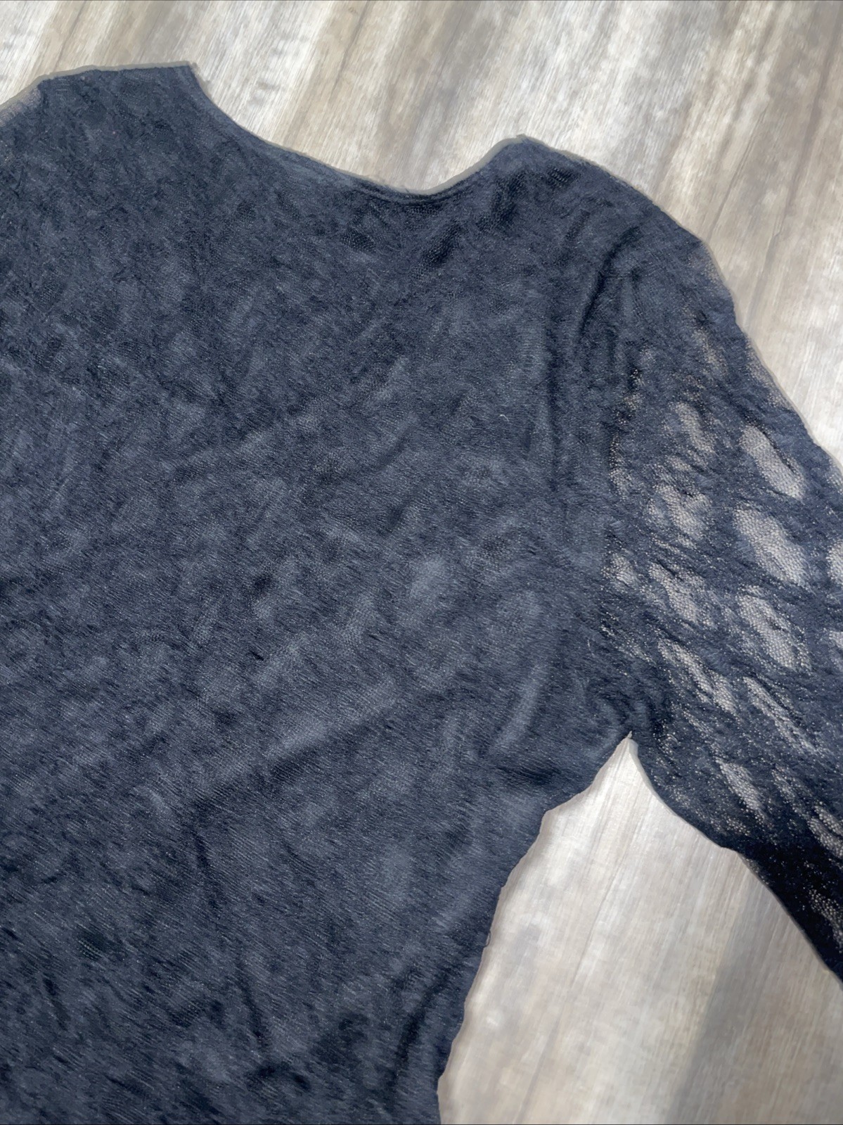 Vintage Fashion Bug Black Lace Top Plus 18/20 Y2K Whimsgoth Sheer Stretch Blouse