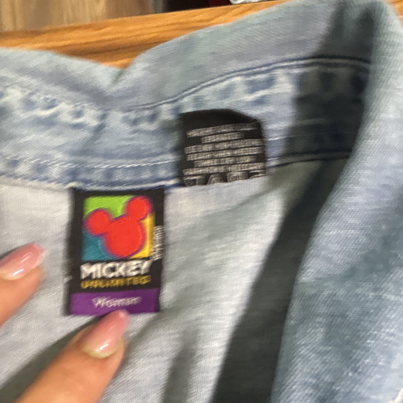 Mickey Unlimited Women’s Blue Denim Button-Up Mickey Mouse Embroidered 20W