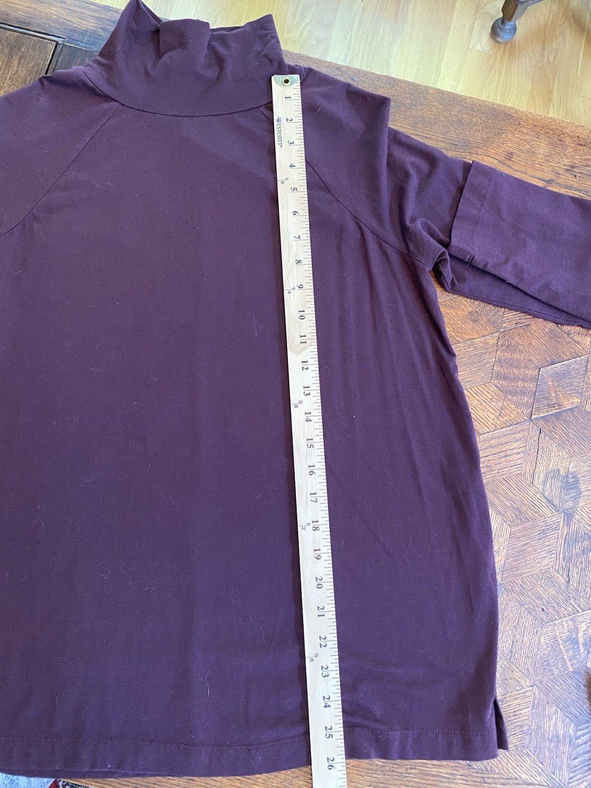 J Jill Long Sleeved Turtleneck Tunic Medium Petite. Dark Plum Color