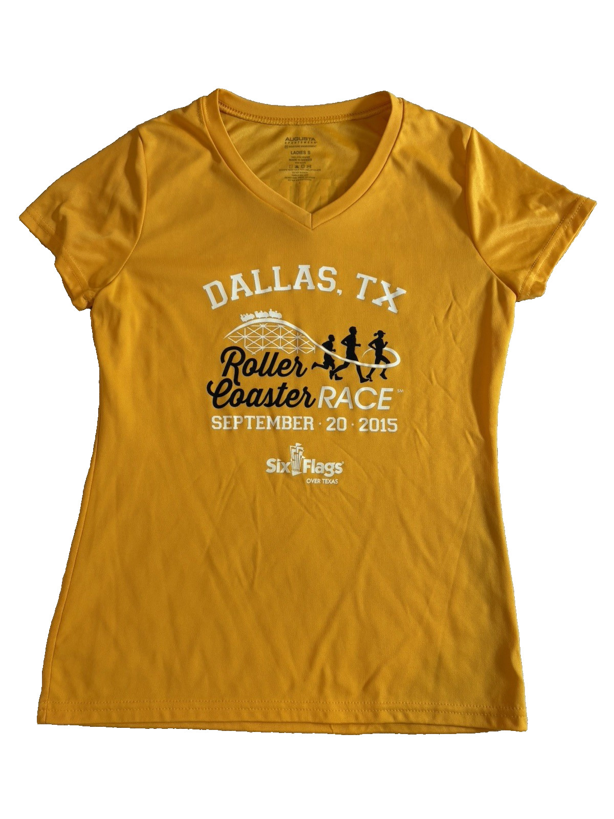 Augusta Sportswear womens SIX FLAGS DALLAS TX 2015 V Neck T Shirt Top size Small