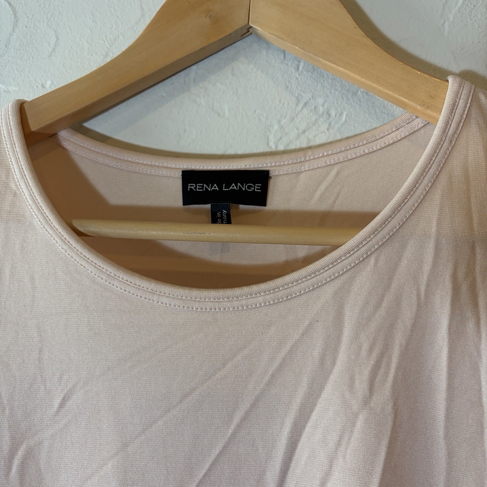 Rena Lange 90% Silk 10% Elastane Blush Pink Short Sleeve Knit Top XL Germany