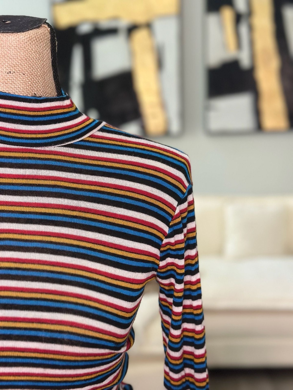 rue21 Women’s Long Sleeve Mock Neck Striped Rib-Knit Shirt Size XS
