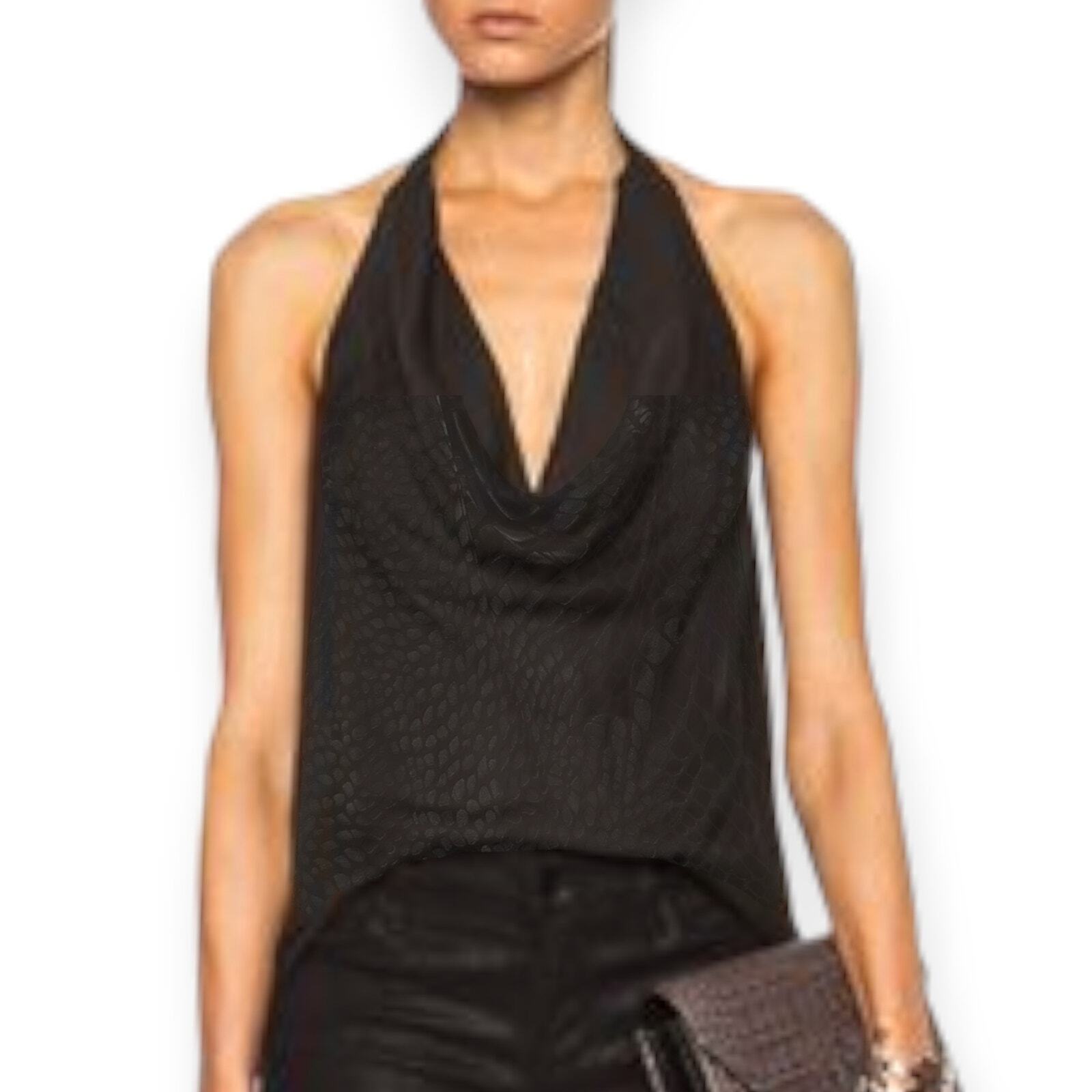 Haute Hippie | NWT | Med | Scarface Silk Blend Alligator Embossed Halter Tank