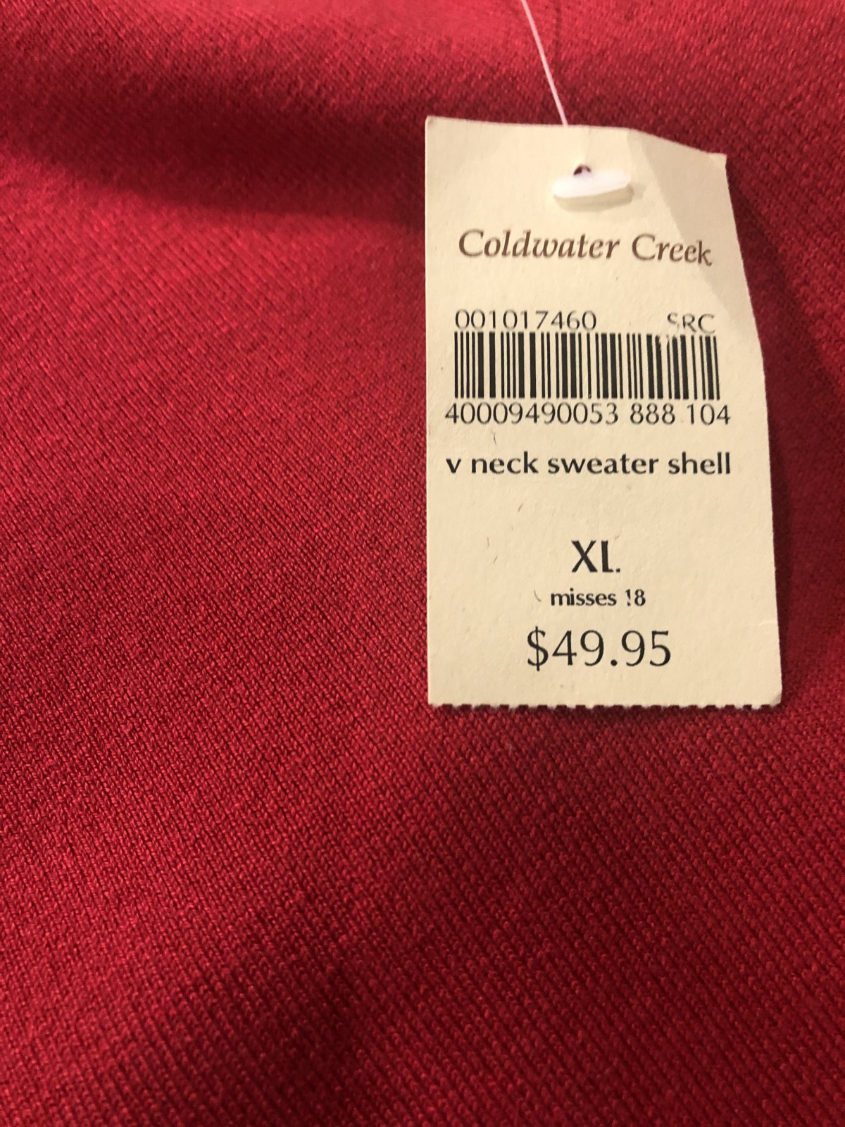 NWT COLDWATER CREEK RED SILK & NYLON BLEND V-NECK SLEEVELESS TANK TOP ~ XL (18)