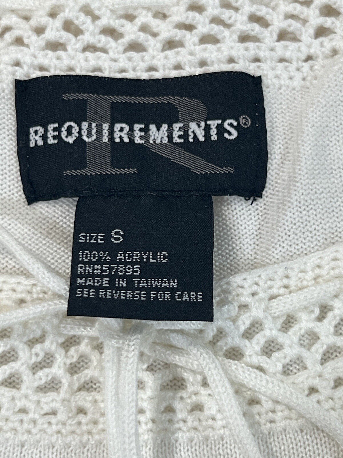 Requirements Crochet String tied Round Neckline White shirt 3/4 sleeves Size S