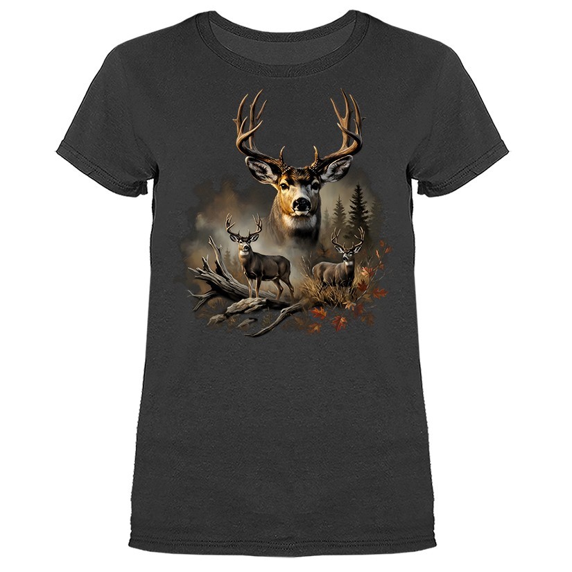 Whitetail Deer Buck Forest Scene Wildlife Nature Wilderness Women’s T-shirt