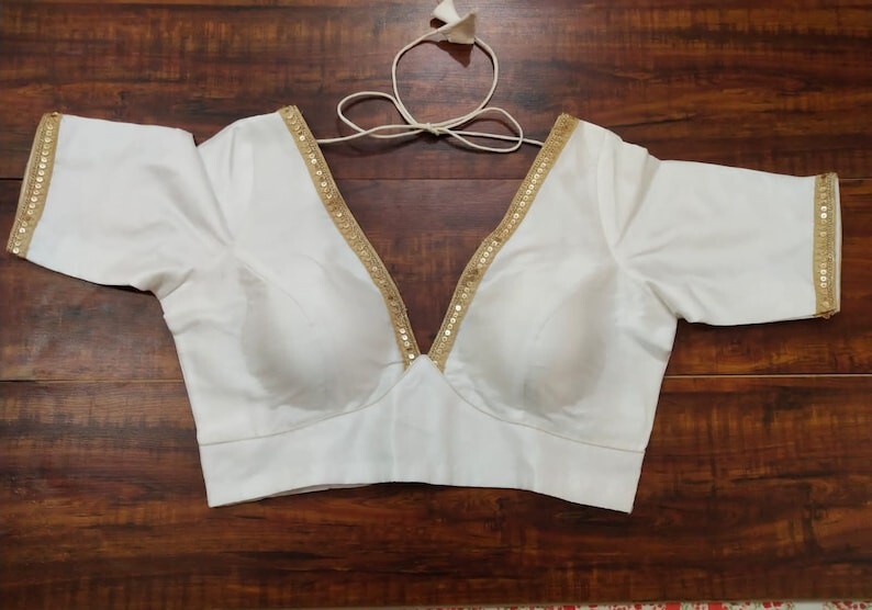 Deep Neck Saree Blouse | Party Wear Saree Blouse | Women’s Deep V Neck Choli