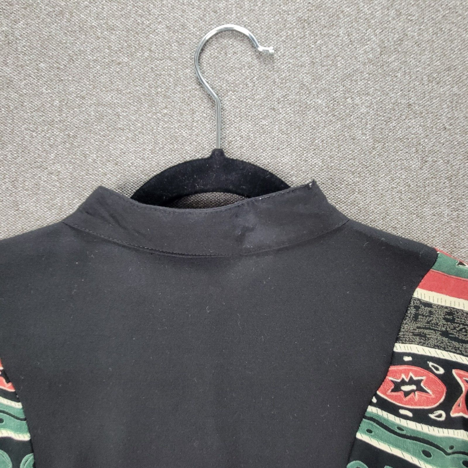 Vintage Banjo L Black Print Western Conch Southwest Aztec Buttoned Shirt