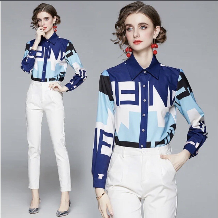Spring Summer Fall Long Sleeve Ladies Top Shirt Blouse Asia=XXL US=10