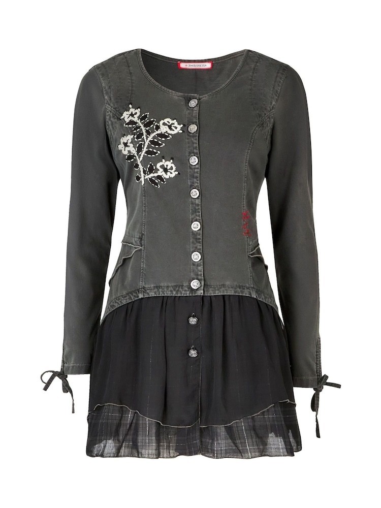 Joe Browns Black Floral Embroidered Hem Tunic Top UK 8 New Without Tags