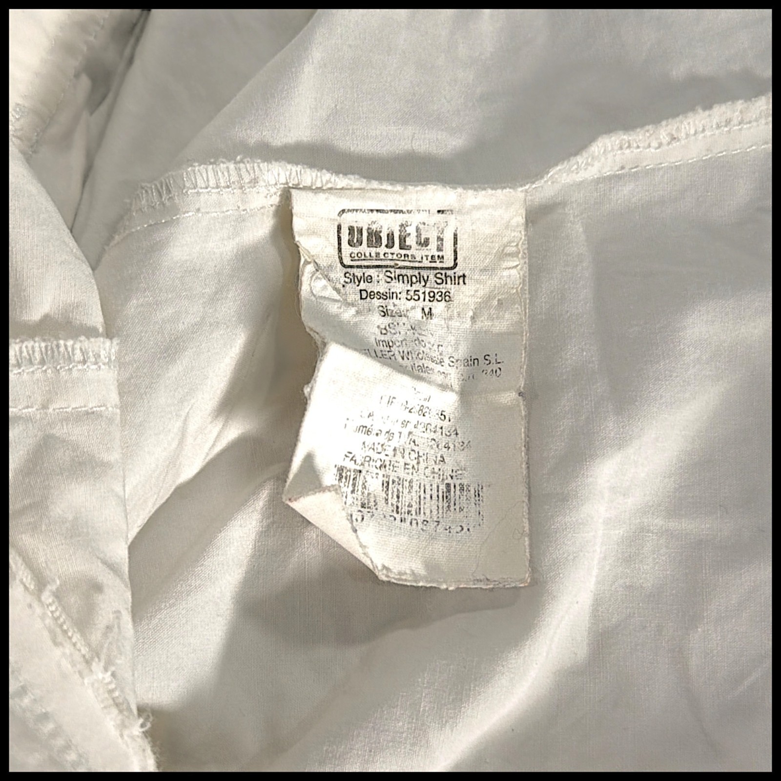 Object Collectors Item Top Womens M White Shirt Distressed Scandinavian Y2K