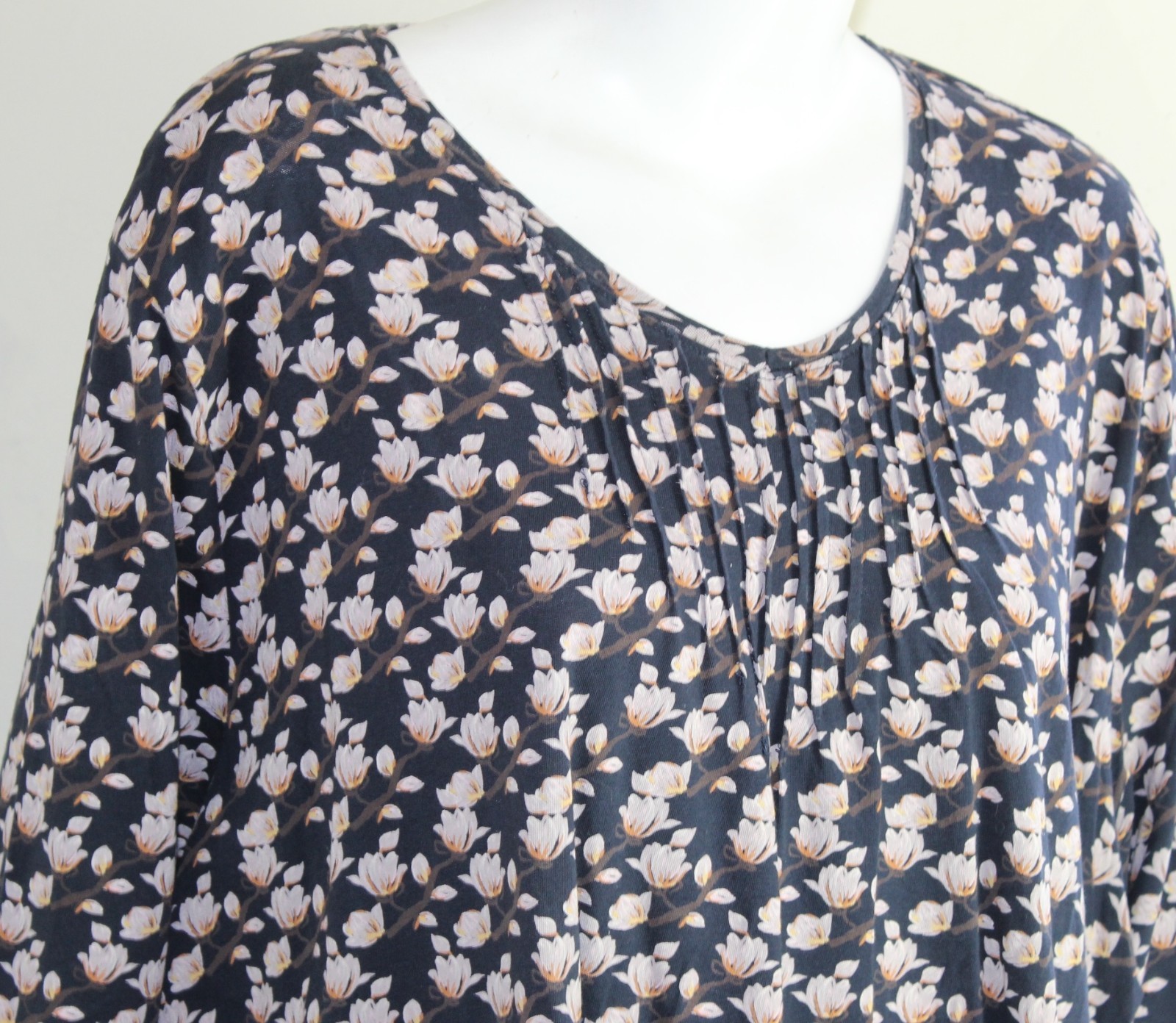 Ulla Popken 28 30 3X Funky Japanese Lotus Leaf Asian Comfy Blouse Shirt Top