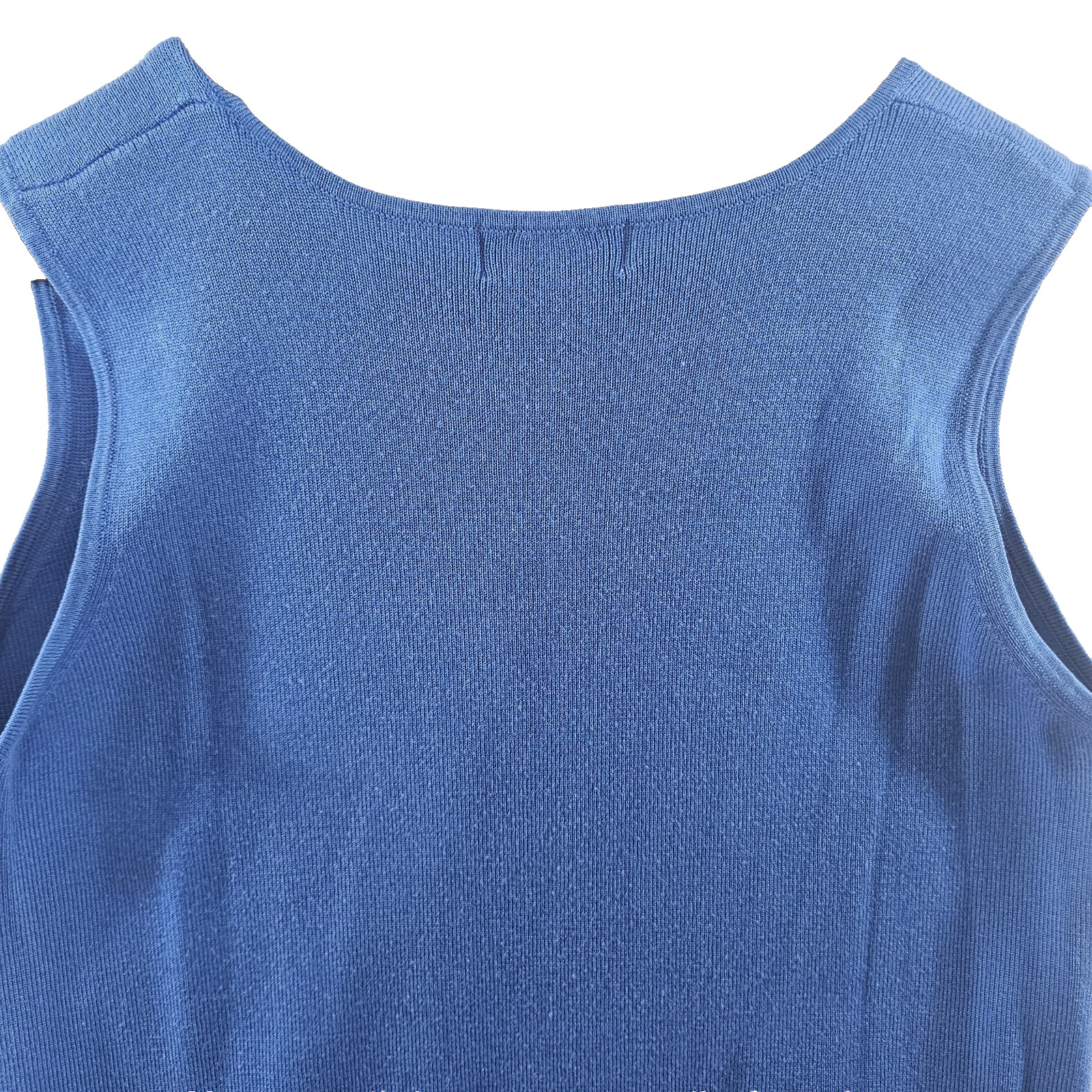 Womens Blue Sleeveless Capsule Tank Shell Top Size L 12-14 Y2K Acrylic Blend