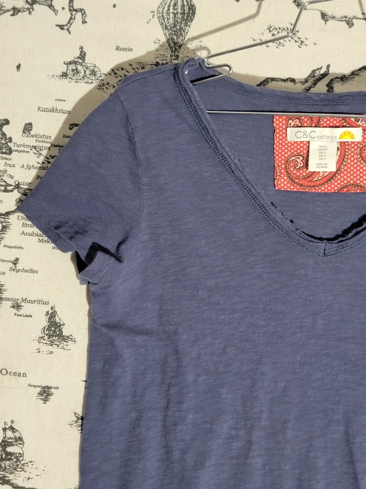 C&C California V Neck T Shirt dress Womens Small Blue Casual Soft Tee